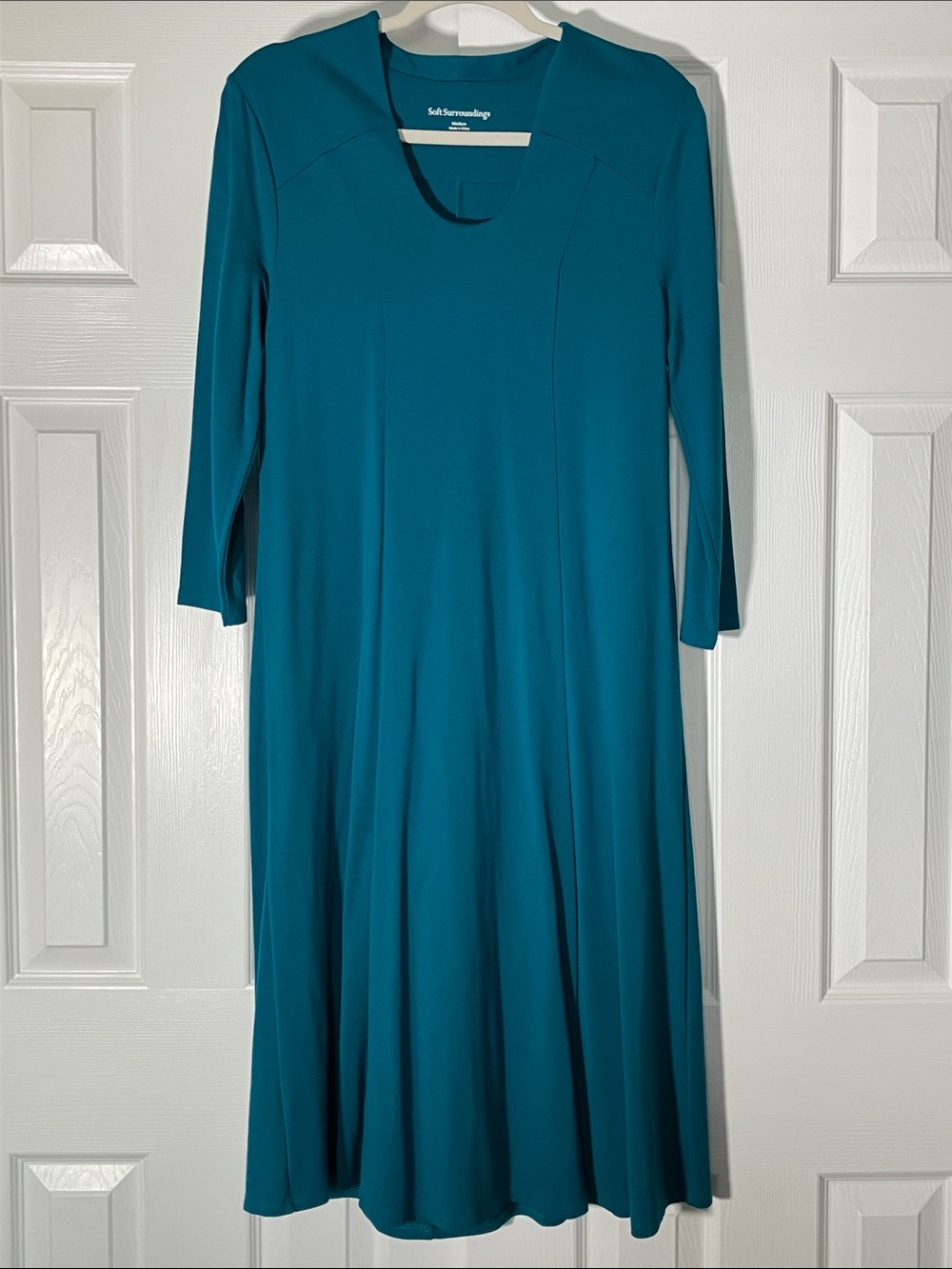 Soft Surroundings Teal Long-Sleeve Midi Dress